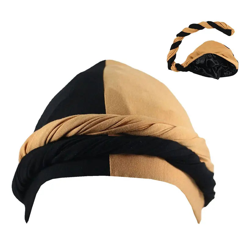 Two-Toned Satin Lined Turban